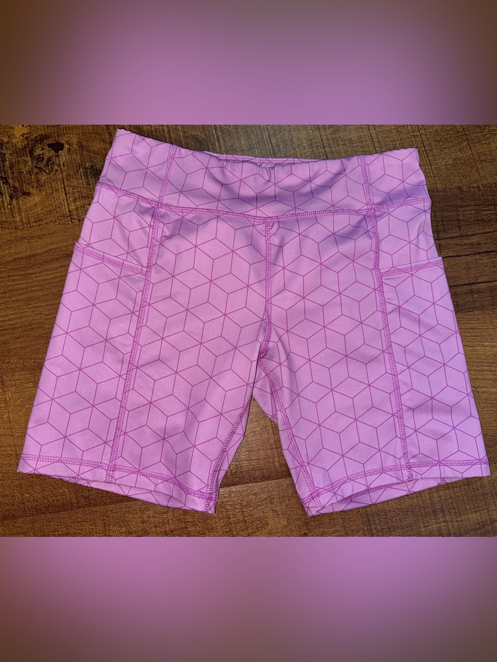 Athletic Works Pink Geometric Girls' Active Shorts 2XL